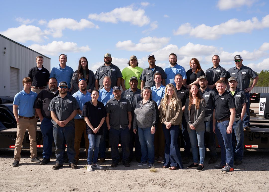 Outdoor group photo of Pinnacle Trailers employees