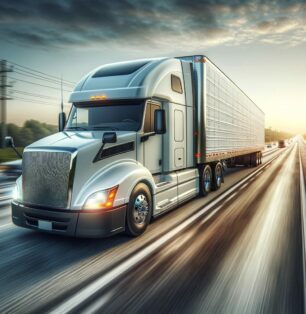 tractor-trailer-on-the-road Illustration of a tractor trailer on the highway